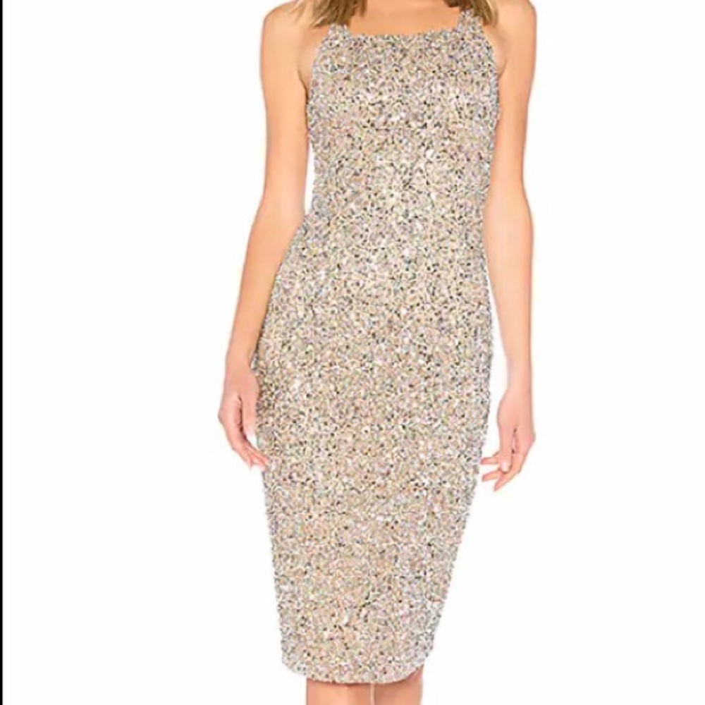Parker Black Sage silver sequin dress size 10